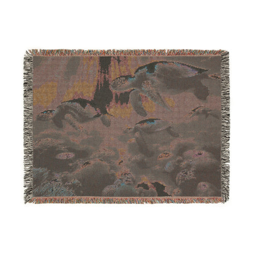 Ocean-Inspired Woven Blanket - Cozy Home Decor, Turtle Design, Great for Beach Lovers, Gift for Ocean Enthusiasts