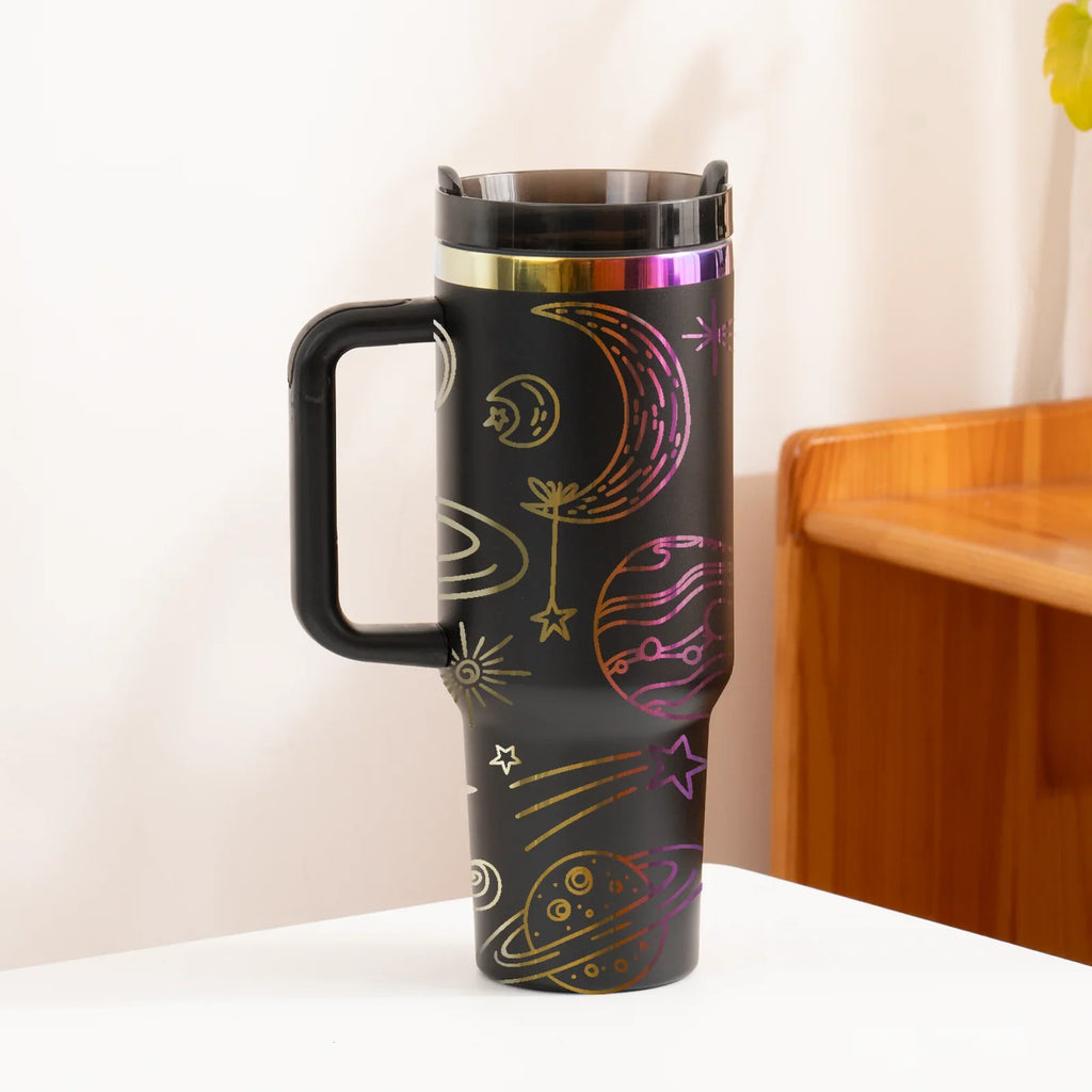 Iridescent Stainless Steel Tumbler with Removable Handle (40oz)